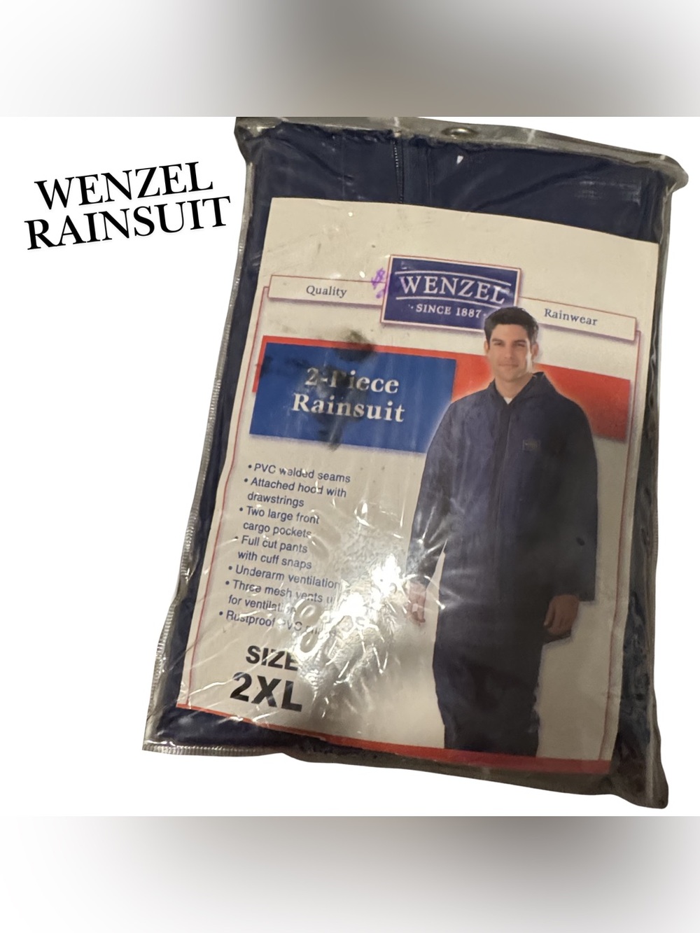 Wenzel‎ Men’s 2XL 2-Piece Waterproof Rain Suit Jacket & Pants - PVC Rain Gear